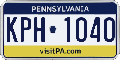 PA license plate KPH1040