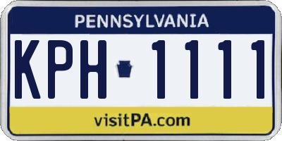 PA license plate KPH1111