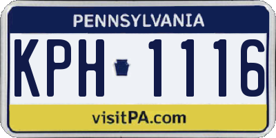 PA license plate KPH1116
