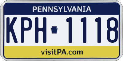 PA license plate KPH1118