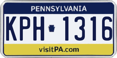 PA license plate KPH1316