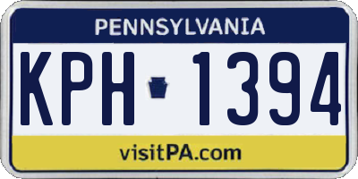 PA license plate KPH1394