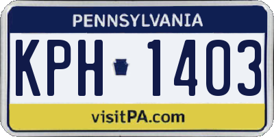 PA license plate KPH1403