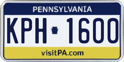 PA license plate KPH1600