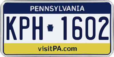 PA license plate KPH1602