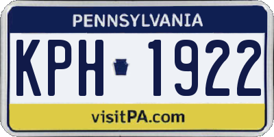 PA license plate KPH1922