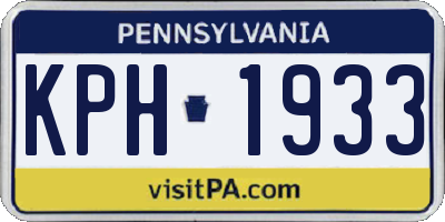 PA license plate KPH1933