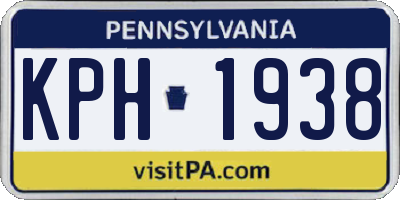 PA license plate KPH1938