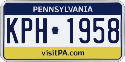 PA license plate KPH1958