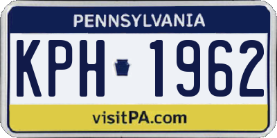 PA license plate KPH1962