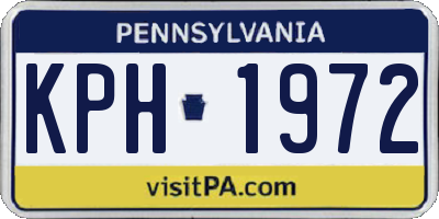 PA license plate KPH1972