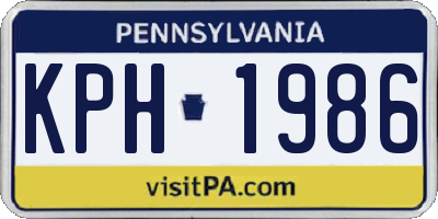 PA license plate KPH1986