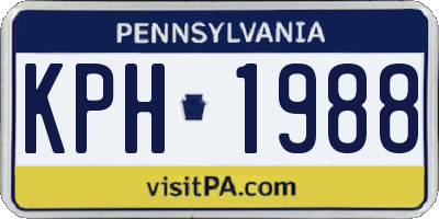 PA license plate KPH1988