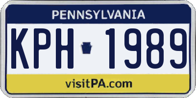 PA license plate KPH1989