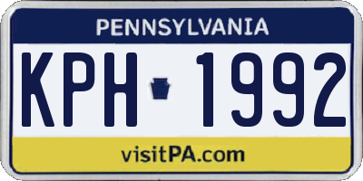 PA license plate KPH1992