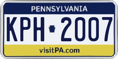 PA license plate KPH2007