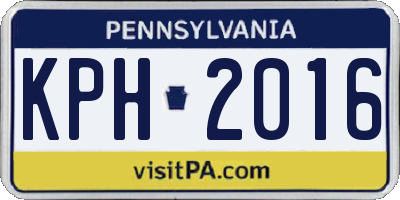 PA license plate KPH2016