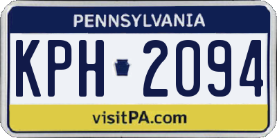 PA license plate KPH2094