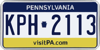 PA license plate KPH2113