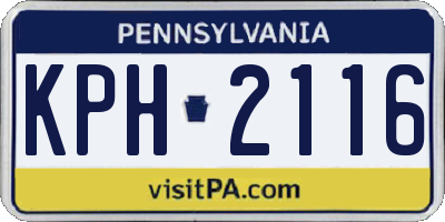 PA license plate KPH2116
