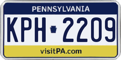 PA license plate KPH2209
