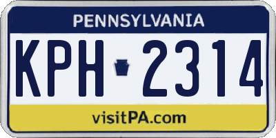 PA license plate KPH2314
