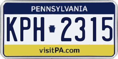 PA license plate KPH2315