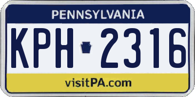 PA license plate KPH2316