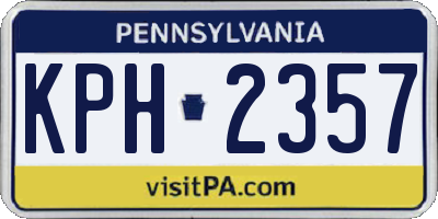 PA license plate KPH2357