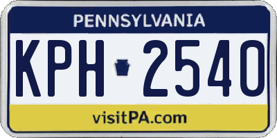 PA license plate KPH2540