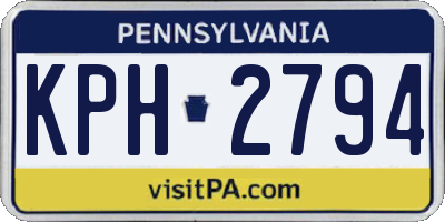 PA license plate KPH2794