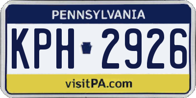 PA license plate KPH2926