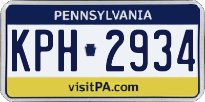 PA license plate KPH2934