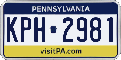PA license plate KPH2981