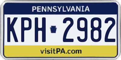 PA license plate KPH2982
