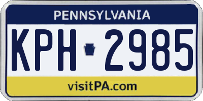 PA license plate KPH2985