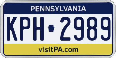 PA license plate KPH2989
