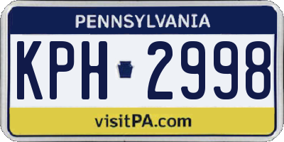 PA license plate KPH2998