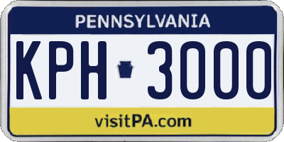 PA license plate KPH3000