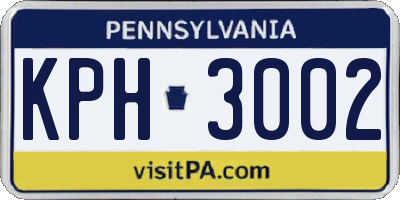 PA license plate KPH3002