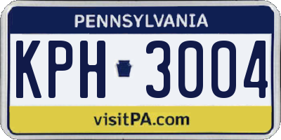 PA license plate KPH3004