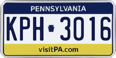 PA license plate KPH3016