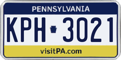PA license plate KPH3021