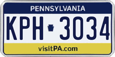 PA license plate KPH3034