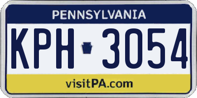 PA license plate KPH3054