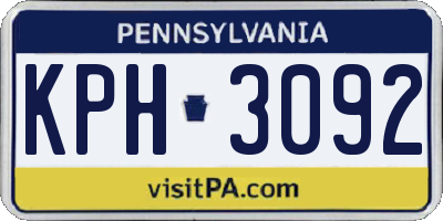 PA license plate KPH3092