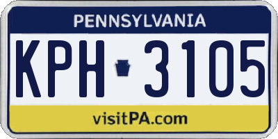 PA license plate KPH3105
