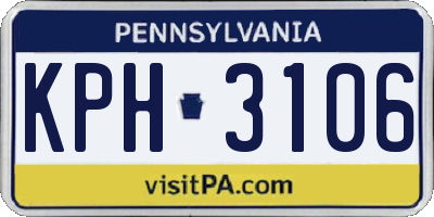 PA license plate KPH3106