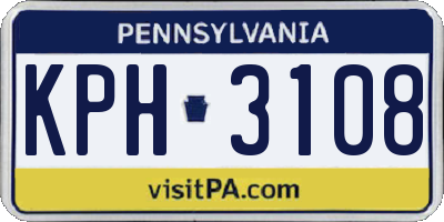 PA license plate KPH3108