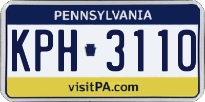 PA license plate KPH3110